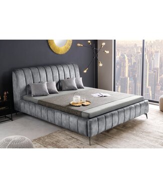 Invicta Interior Retro tweepersoonsbed AMSTERDAM 180x200cm mosterdgeel fluweel industrieel design kingsize bed - 41440