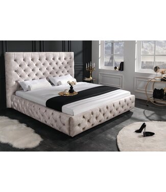 Invicta Interior Design tweepersoonsbed PARIS 180x200cm champagne fluweel Chesterfield gestoffeerd bed - 43105