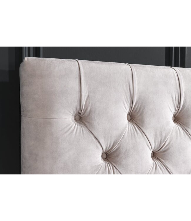 Invicta Interior Design tweepersoonsbed PARIS 180x200cm champagne fluweel Chesterfield gestoffeerd bed - 43105