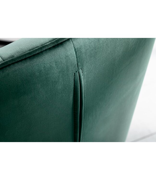 Invicta Interior Exclusief design stoel LOFT fluweelgroen met armleuning metalen frame mat zwart - 41661