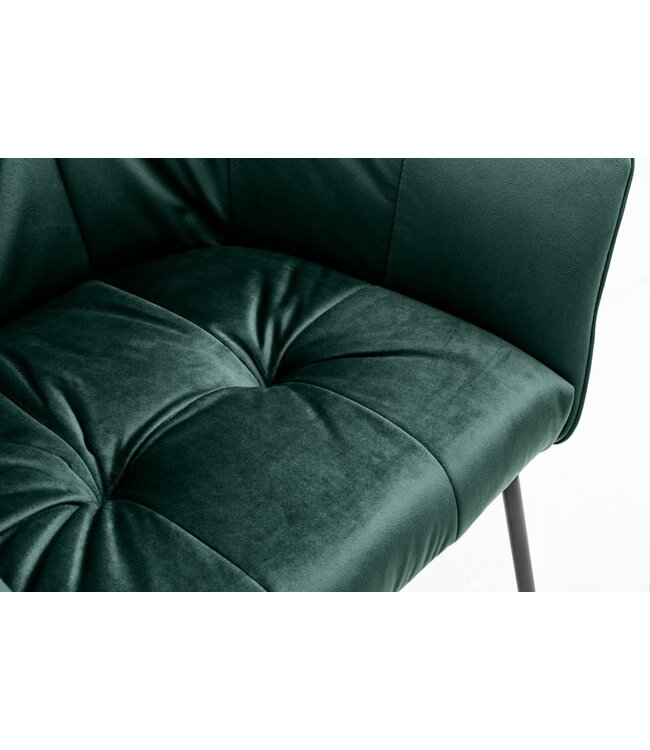 Invicta Interior Exclusief design stoel LOFT fluweelgroen met armleuning metalen frame mat zwart - 41661