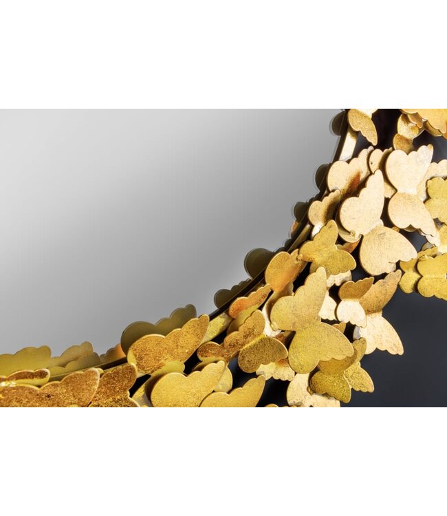Invicta Interior Decoratieve wandspiegel BUTTERFLY 80cm goud metalen ronde handgemaakte vlinderlijst - 42780