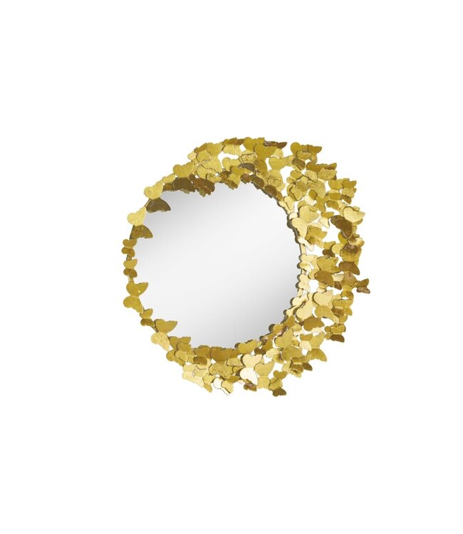 Invicta Interior Decoratieve wandspiegel BUTTERFLY 80cm goud metalen ronde handgemaakte vlinderlijst - 42780