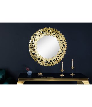 Invicta Interior Decoratieve wandspiegel COINS 80cm XL antiek goud rond handgemaakt metaal - 42242