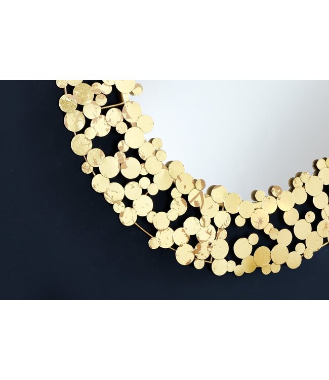 Invicta Interior Decoratieve wandspiegel COINS 80cm XL antiek goud rond handgemaakt metaal - 42242