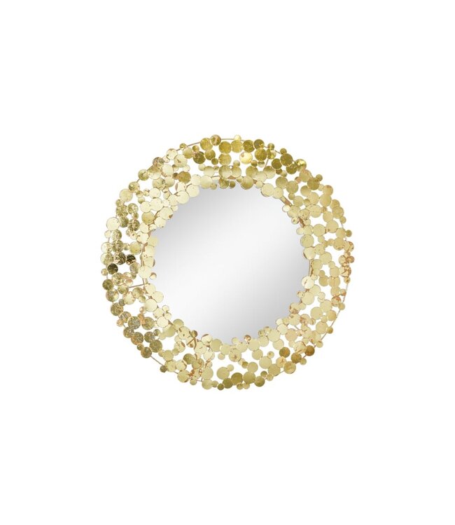 Invicta Interior Decoratieve wandspiegel COINS 80cm XL antiek goud rond handgemaakt metaal - 42242