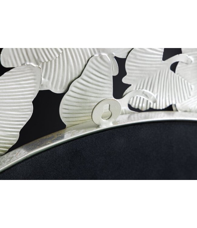 Invicta Interior Decoratieve wandspiegel GINKGO LEAFS XL 90cm goud zilver rond handgemaakt metaal - 42778