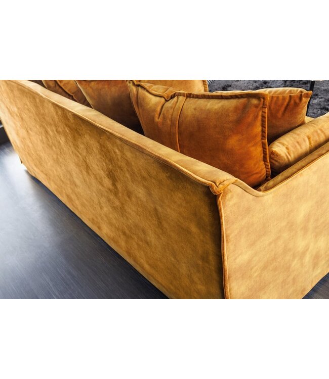 Invicta Interior Sofa Heaven 3-zits 210cm mosterdgeel fluweel/ 40831
