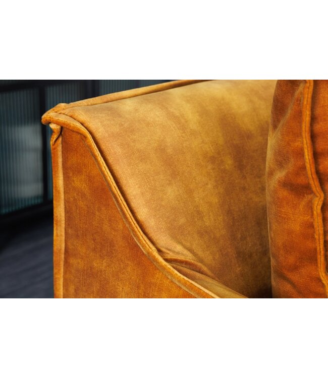 Invicta Interior Sofa Heaven 3-zits 210cm mosterdgeel fluweel/ 40831