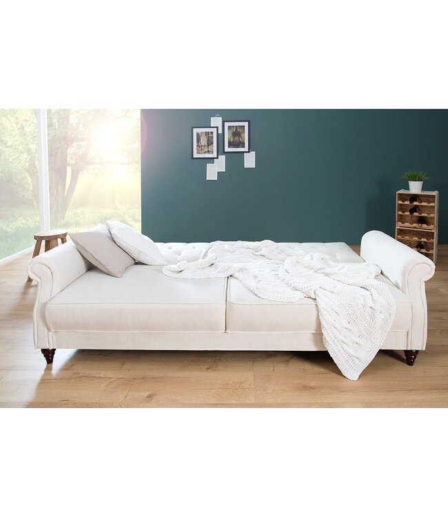 Invicta Interior Chesterfield 3-zitsbank MAISON BELLE AFFAIRE 220cm natuurlijke structuurstof met slaapfunctie - 41498