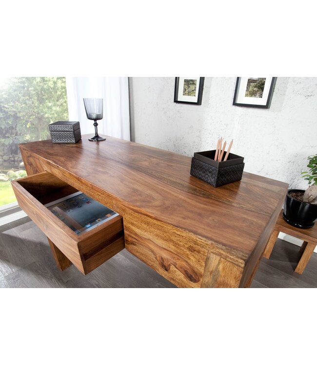 Invicta Interior Solide secretaire MAKASSAR consoletafel van 100 cm Sheesham steenafwerking bureau met unieke korrel - 30148