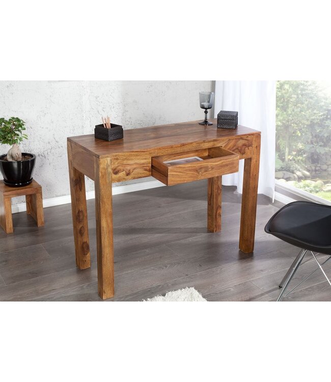 Invicta Interior Solide secretaire MAKASSAR consoletafel van 100 cm Sheesham steenafwerking bureau met unieke korrel - 30148