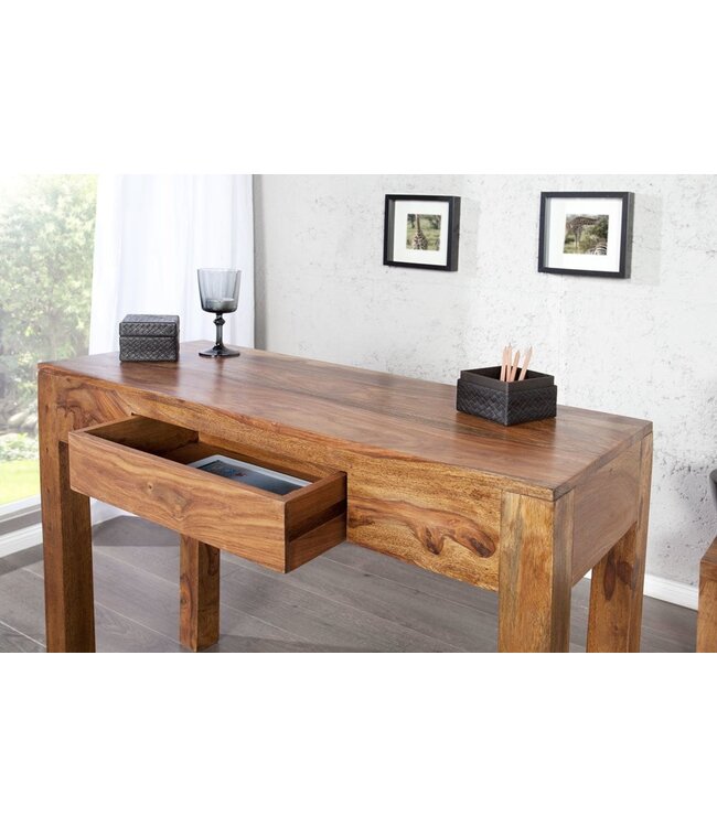 Invicta Interior Solide secretaire MAKASSAR consoletafel van 100 cm Sheesham steenafwerking bureau met unieke korrel - 30148