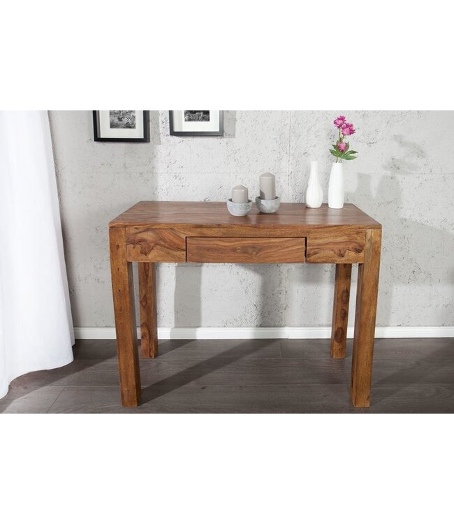 Invicta Interior Solide secretaire MAKASSAR consoletafel van 100 cm Sheesham steenafwerking bureau met unieke korrel - 30148