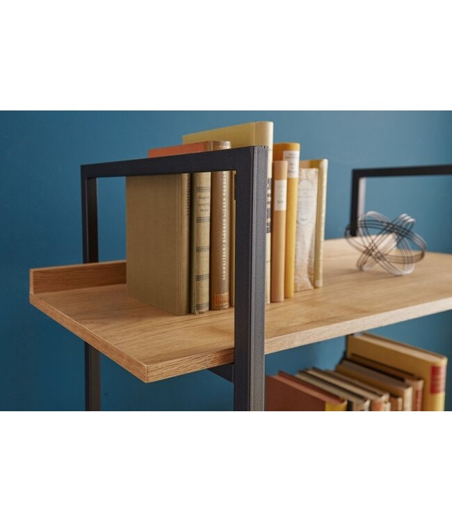 Invicta Interior industrieele boekenkast FACTORY 166cm eikenlook met metalen frame - 39705