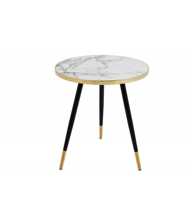 Invicta Interior industrieele bijzettafel CONCIERGE 45 cm salontafel met sheeshamhout en steenafwerking - 42543