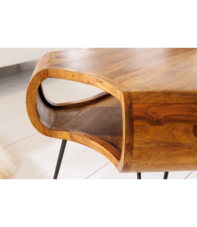 Invicta Interior Design Couchtisch ORGANIC LIVING 100cm Sheesham steenafwerking Massivholz handgemaakte haarspeldpoten - 43073