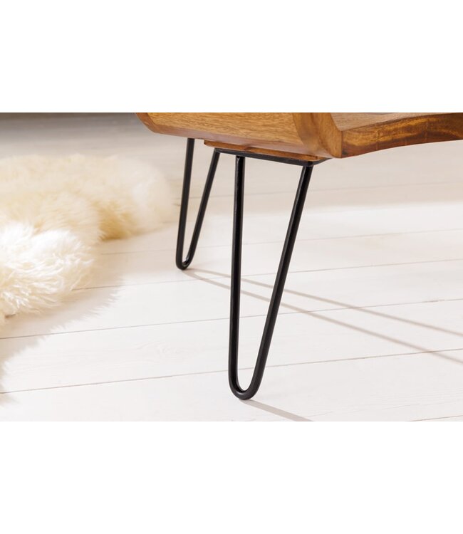 Invicta Interior Design Couchtisch ORGANIC LIVING 100cm Sheesham steenafwerking Massivholz handgemaakte haarspeldpoten - 43073