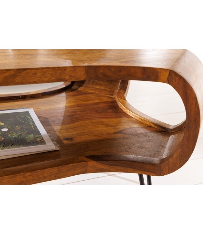 Invicta Interior Design Couchtisch ORGANIC LIVING 100cm Sheesham steenafwerking Massivholz handgemaakte haarspeldpoten - 43073