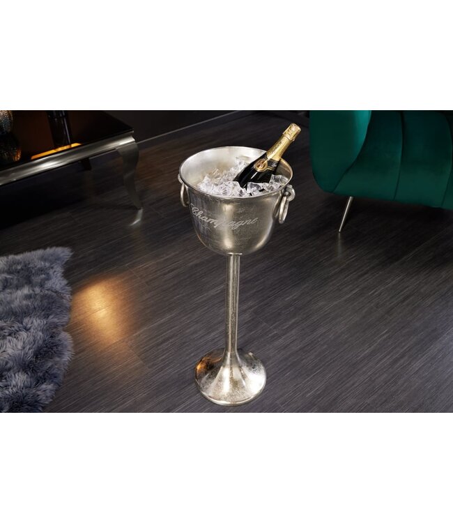 Invicta Interior Decoratieve champagnekoeler CHAMPAGNE 80cm antiek zilveren handgemaakte metalen flessenkoeler - 41691
