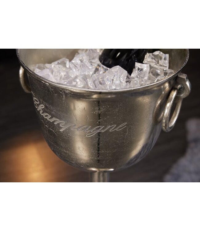 Invicta Interior Decoratieve champagnekoeler CHAMPAGNE 80cm antiek zilveren handgemaakte metalen flessenkoeler - 41691