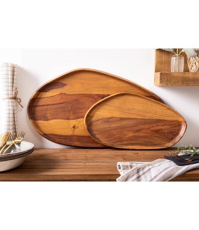 Invicta Interior Stevige set van 2 dienbladen AMAZONAS 56cm serveerplank met sheesham steenafwerking - 41367