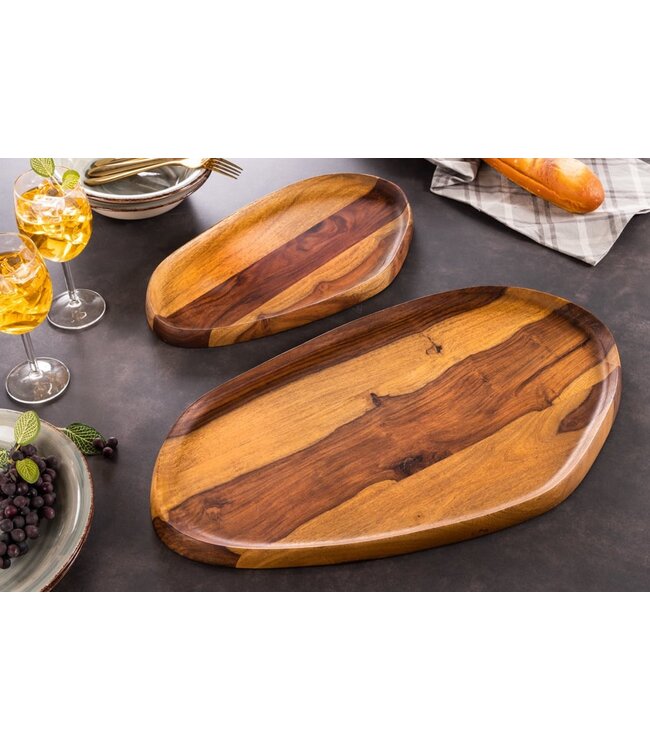 Invicta Interior Stevige set van 2 dienbladen AMAZONAS 56cm serveerplank met sheesham steenafwerking - 41367