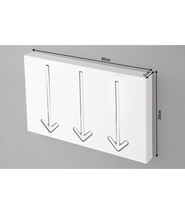 Invicta Interior Modern design wandkapstok ARROW 30cm wit met 3 haken - 20579