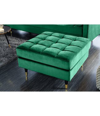 Invicta Interior Design kruk COSY VELVET 80cm smaragdgroen fluweel gouden poten - 43133