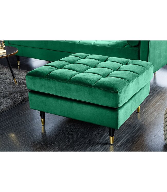 Invicta Interior Design kruk COSY VELVET 80cm smaragdgroen fluweel gouden poten - 43133