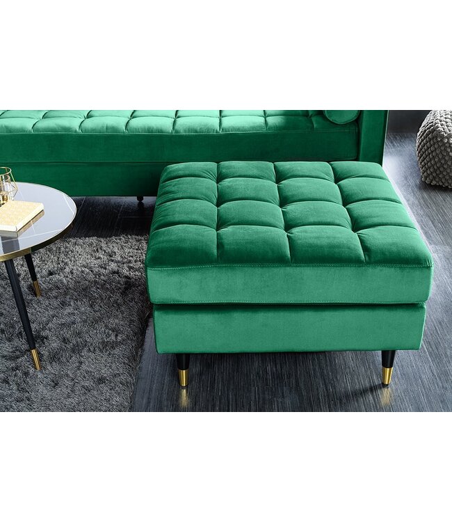 Invicta Interior Design kruk COSY VELVET 80cm smaragdgroen fluweel gouden poten - 43133