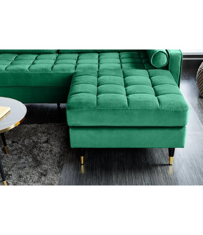 Invicta Interior Design kruk COSY VELVET 80cm smaragdgroen fluweel gouden poten - 43133