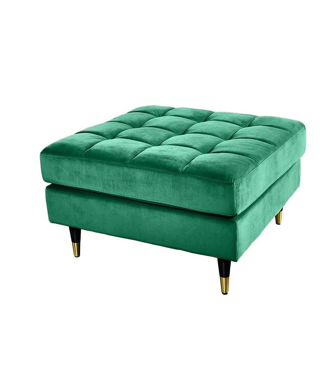 Invicta Interior Design kruk COSY VELVET 80cm smaragdgroen fluweel gouden poten - 43133