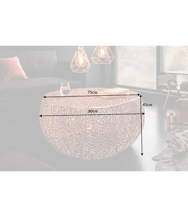 Invicta Interior Filigraan design salontafel ABSTRACT BLAD 80cm koper handgemaakt - 40287