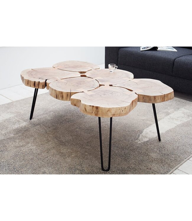 Invicta Interior Design salontafel GOA 110cm acaciaboomstam plakjes 4cm tafelblad massief hout - 36708