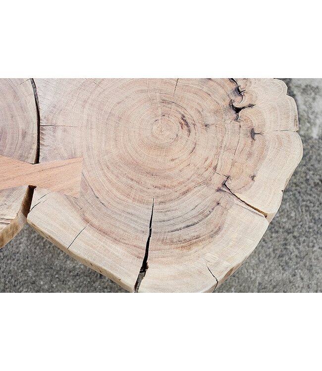 Invicta Interior Design salontafel GOA 110cm acaciaboomstam plakjes 4cm tafelblad massief hout - 36708