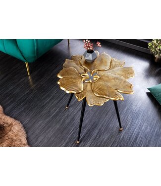 Invicta Interior Decoratieve bijzettafel GINKGO LEAFS 60cm goud handgemaakt metaal - 42243