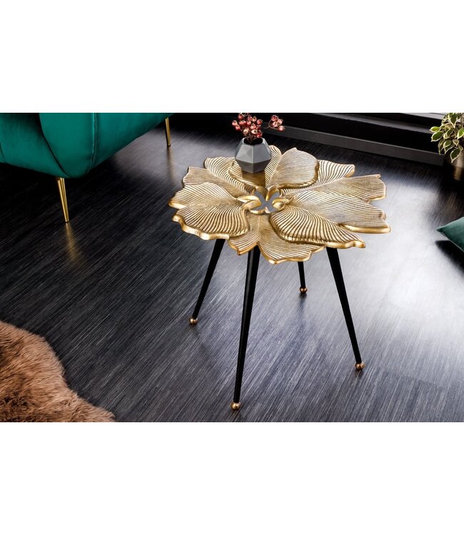Invicta Interior Decoratieve bijzettafel GINKGO LEAFS 60cm goud handgemaakt metaal - 42243