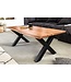 Invicta Interior Massief houten salontafel MAMMUT 120cm acacia honing afwerking X-frame zwart 2,5cm tafelblad - 41654