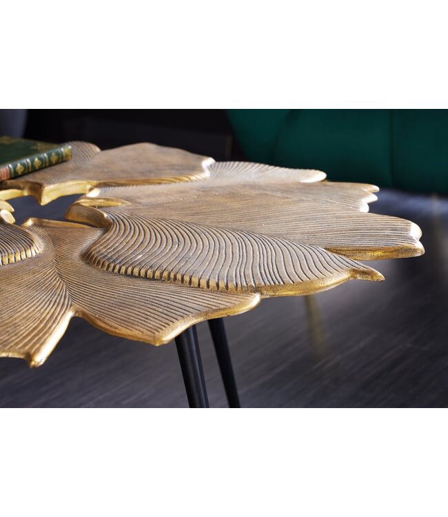 Invicta Interior Decoratieve salontafel GINKGO 95cm goud zwart handgemaakt metaal - 42033