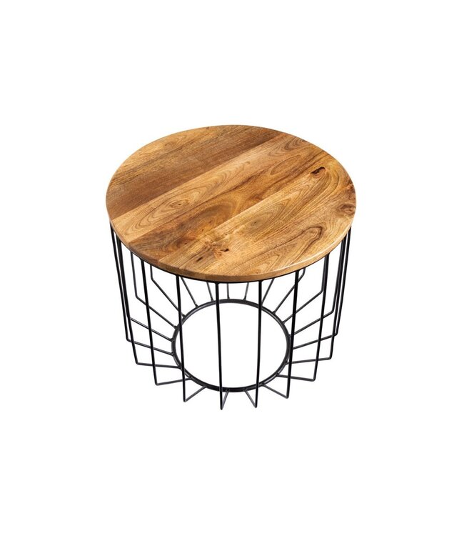 Invicta Interior Ronde salontafel FACTORY LOFT 50cm natuurlijk mangohout zwart metalen frame handgemaakt - 42892