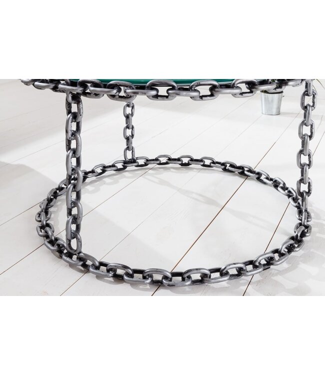 Invicta Interior Design salontafel CHAINS 65cm zilver handgemaakt metalen rond glazen blad kettingframe - 42235