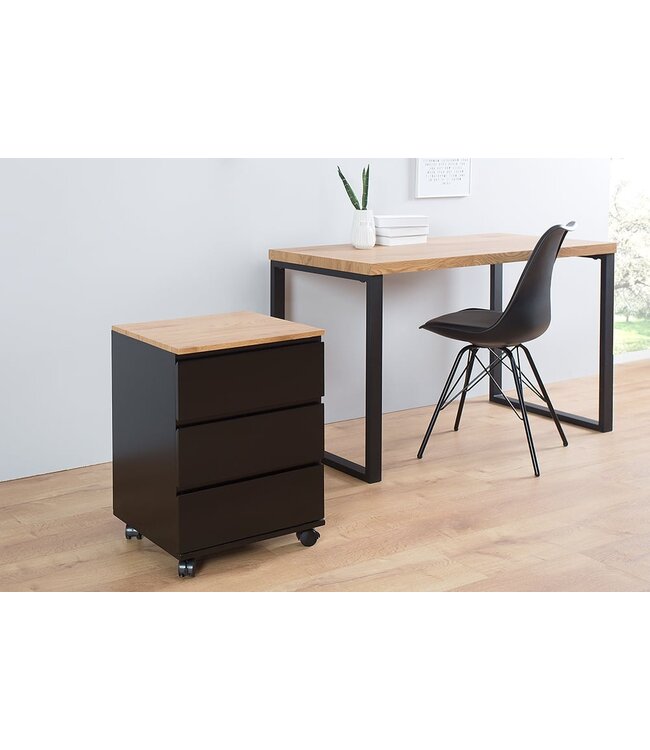 Invicta Interior Moderne rolcontainer BIG DEAL 46cm matzwart eiken - 38430