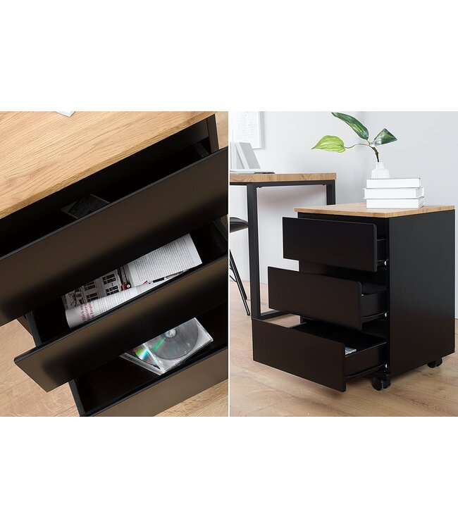 Invicta Interior Moderne rolcontainer BIG DEAL 46cm matzwart eiken - 38430