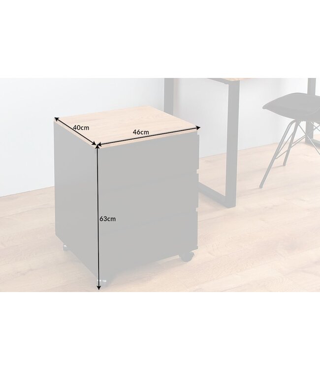 Invicta Interior Moderne rolcontainer BIG DEAL 46cm matzwart eiken - 38430