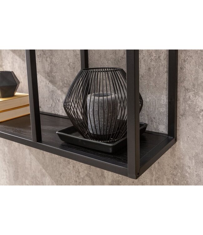 Invicta Interior industrieele wandplank SLIM LINE 91cm zwarte essen vijf planken - 42029