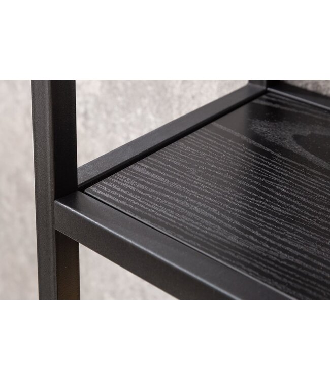 Invicta Interior industrieele wandplank SLIM LINE 91cm zwarte essen vijf planken - 42029