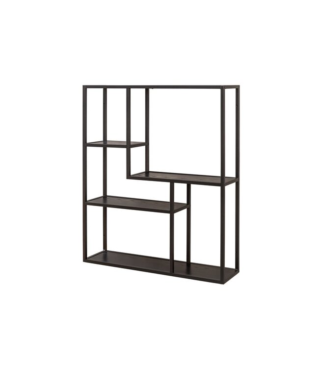 Invicta Interior industrieele wandplank SLIM LINE 91cm zwarte essen vijf planken - 42029