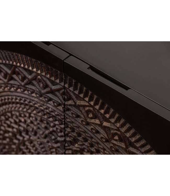 Invicta Interior Massief dressoir MANDALA 120cm mangohout zwart gouden poten - 41105