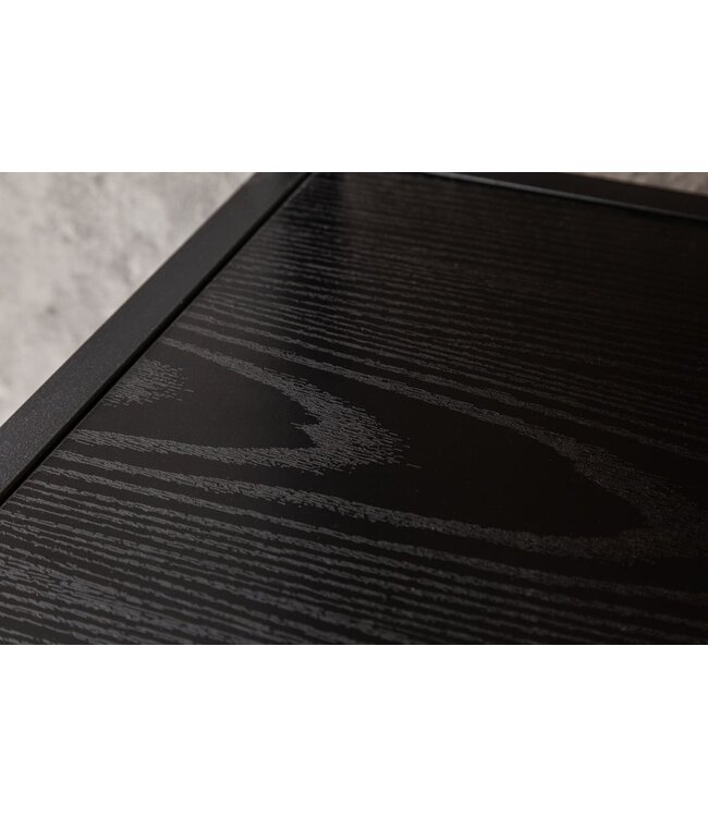 Invicta Interior industrieele salontafel SLIM LINE 120cm zwart essen met twee planken - 42013